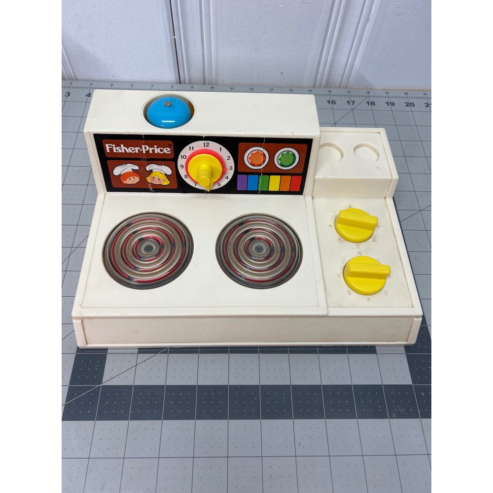 Vintage Fisher-Price Stove Top Toy Range Kitchen Play Set Glow Magic Burners